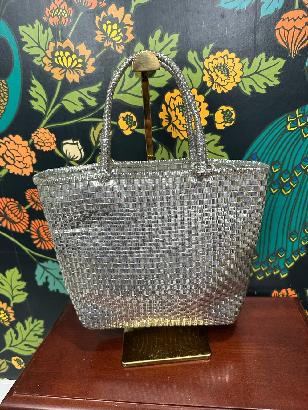 Anteprima Silver Ribbon Wirebag Woven Tote - Picture 3 of 12